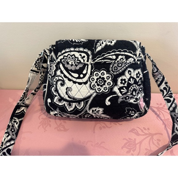 Vera Bradley black and white paisley crossbody satchel-*flawed - Picture 6 of 8